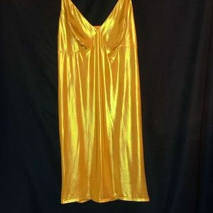 Club L by ASOS Plus Cami Strap MIDI Bodycon Dress, Size 22, Shiny Bright Gold